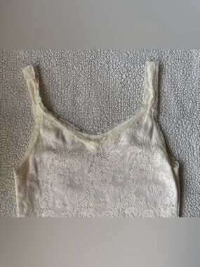 Vintage Y2K Faded Glory Lace Tank  Top - Ivory
